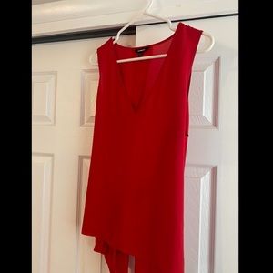 Express red silky open back top